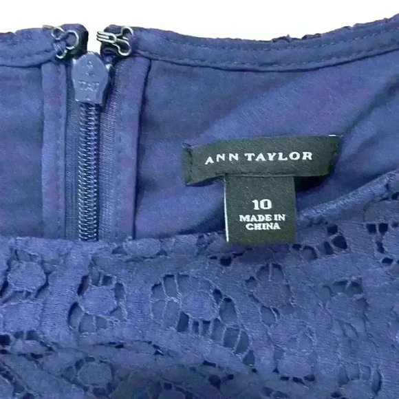 Ann Taylor Shift Dress Lace Overlay Size 10 Navy Oversized Career Dinner classic - Picture 6 of 8
